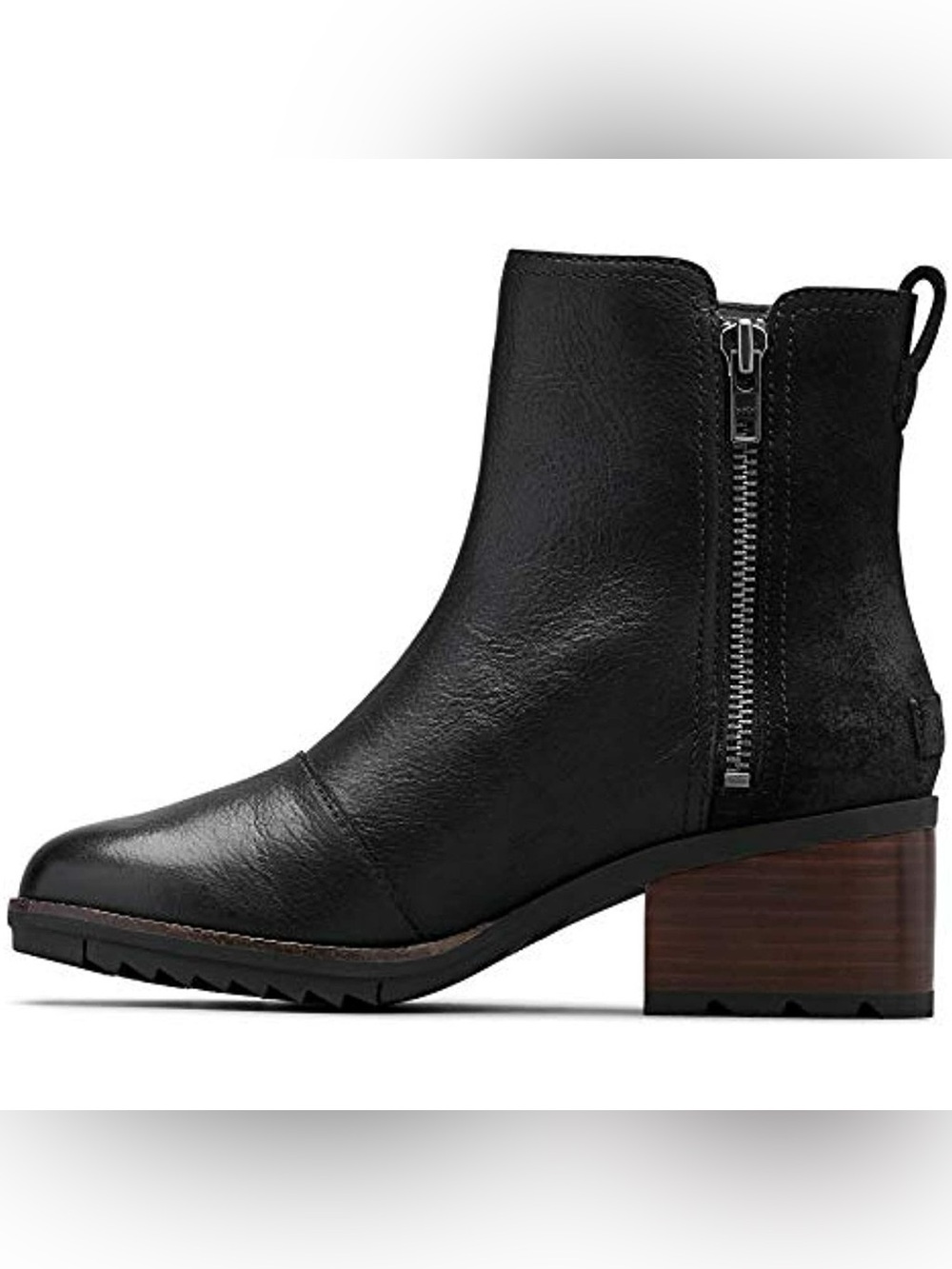 Sorel Cate Waterproof Bootie Black Suede Leather Block Heel Boot Womens 7.5
